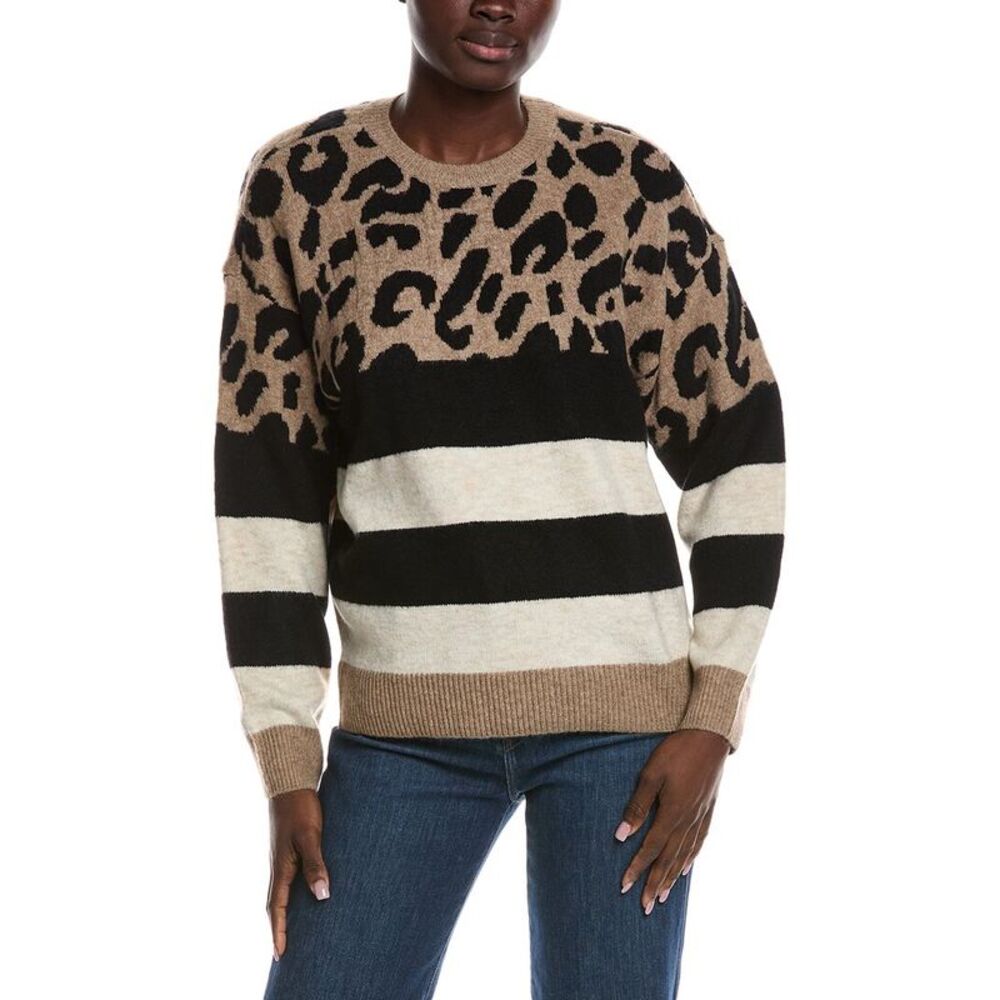 Vince Camuto Leopard Print Sweater - Black, Tan, Cream